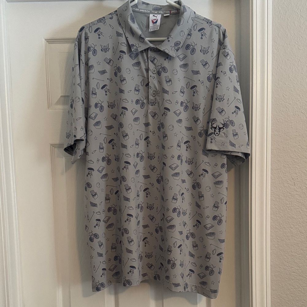 Puma Gray Graphic Men's Golf Polo Shirt